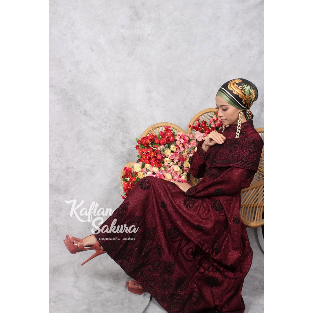 GAMIS TURKEY IMPORT MEWAH PREMIUM MOTIF BUNGA ORIGINAL PRODUK KAFTANSAKURA