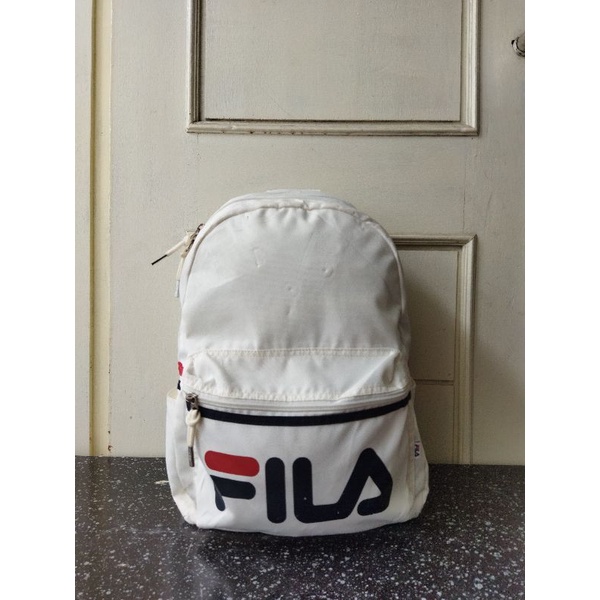 TAS RANSEL FILA PRIA WANITA SECOND BRANDED IMPORT WHITE