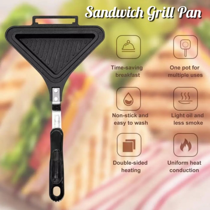 Tst Pan Teflon Panggangan Panggang Roti Sandwich Grill Toaster Maker Pan