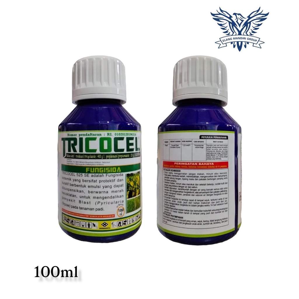 Fungisida Tricocel 525SE 100ml Pembasmi Jamur Pada Tanaman Bahan Aktif: trisiklazol 400 g/l dan propikonazol 125 g/l Fillia Emerge Popzole