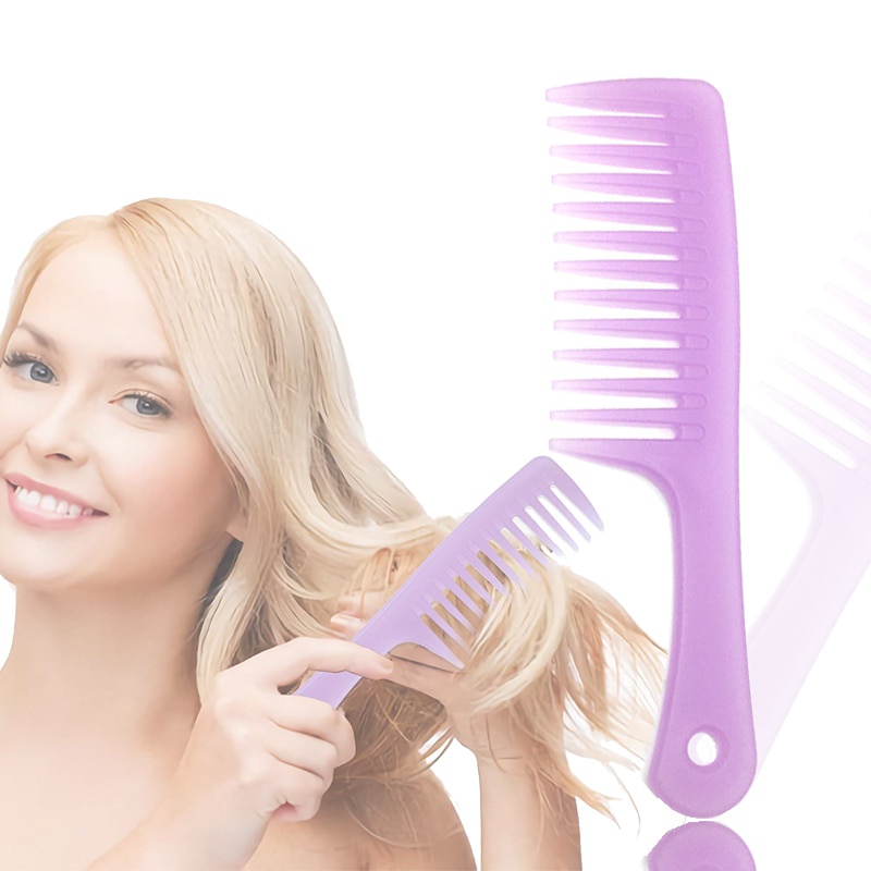 Yamata Sisir Rambut Keriting Pegangan Lubang Gantung / Sisir Gigi Lebar Mengurangi Rambut Kusut Besar Salon Profesional / Sisiir Jumbo