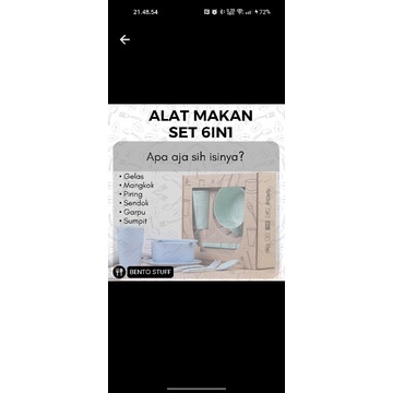 set box alat makan 6in1 piring mangkok gelas sendok garpu sumpit