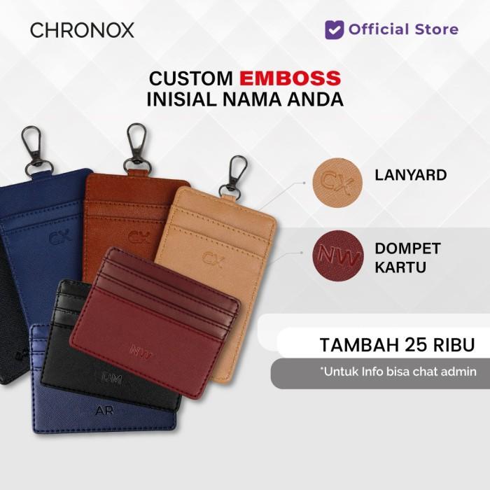 

CHRONOX Lanyard Pria Wanita Kulit Saffiano ID Card Holder - AVERY