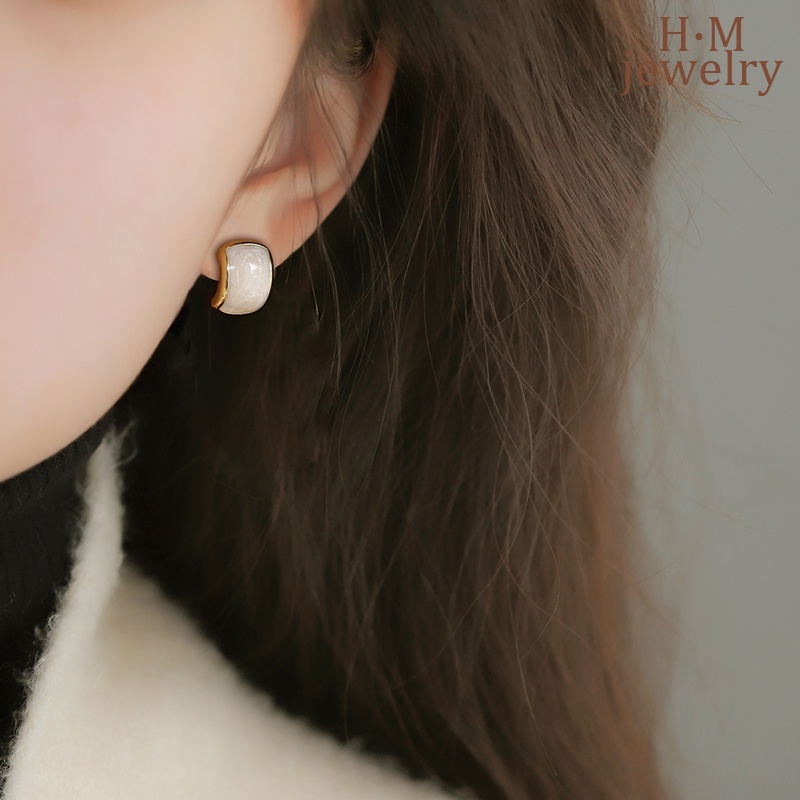 Bermutu Tinggi Melengkung Drip Glazed Earrings Retro2023Anting Baru