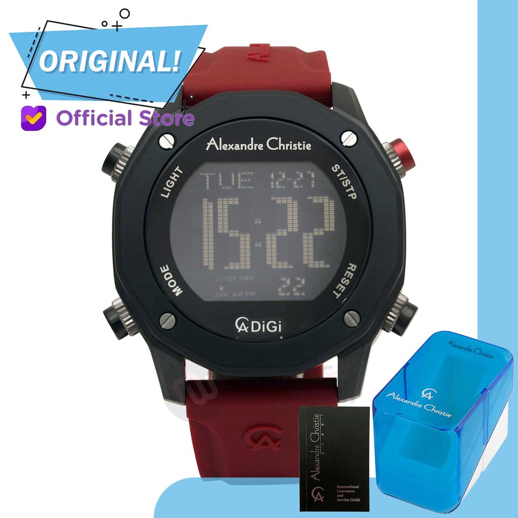 Jam Tangan Pria Digital Alexandre Christie 9377MH AC9377 AC 9377 MH 9377 MHRIPBARE Original Garansi 