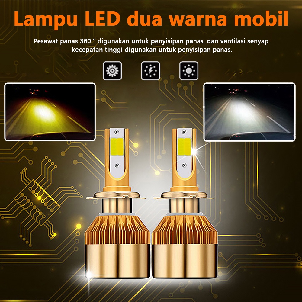 LAMPU MOBIL LED 2WARNA PUTIH & KUNING H4 DAN H11