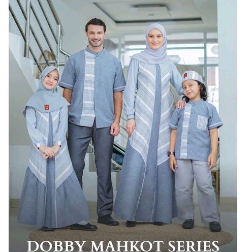 SALE SARIMBIT KELUARGA KEKE KAMILY SERIES 07 /DOBBY MAHKOT DENIM BLUE / SET KELUARGA