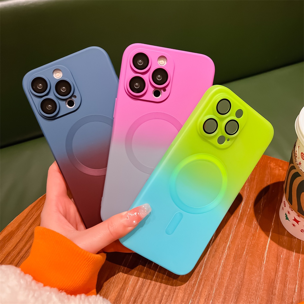 Casing Magnetik Silikon Cair Resmi iPhone 14 Pro Max14 Plus Case iPhone 13 12 11 Pro Max Pelindung Kamera Lensa case14 ProMax Kreatif Perlindungan Shock Soft Case