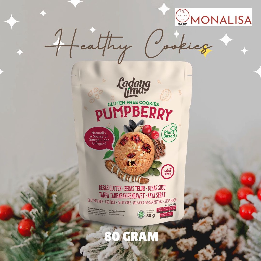 

Ladang Lima PUMPBERRY Mini Bites Healthy Cookies Gluten Free - 80 gram