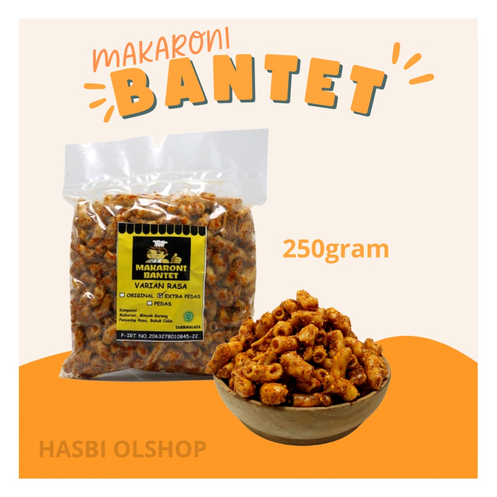 MAKARONI BANTET KEMASAN 1/4 KHAS KOTA TASIKMALAYA - MAKARONI BANTET EXTRA PEDAS CAP KOKI