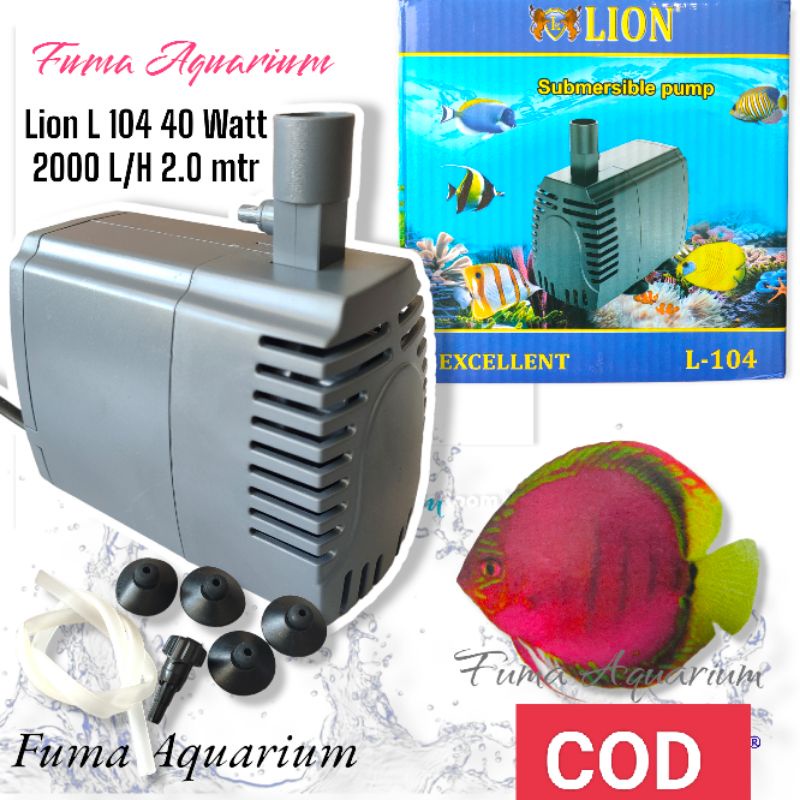 LION 104 L-104 Pompa Celup Filter Kolam Aquarium Kolam Low Watt Submersible Pump Power Head