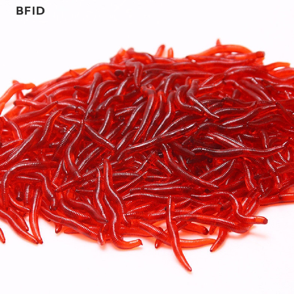 [BFID] 100pcs Silikon Cacing Merah Soft Lures Cacing Tanah Umpan Karet Udang Bass Ikan Gurame [ID]