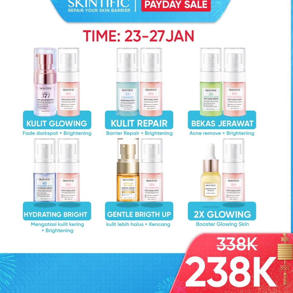 KodeN3z3Y SKINTIFIC Paket Serum-Glowing/Hydrating/Anti Acne/fade Dark Spot/Barrier Repair/Anti Aging