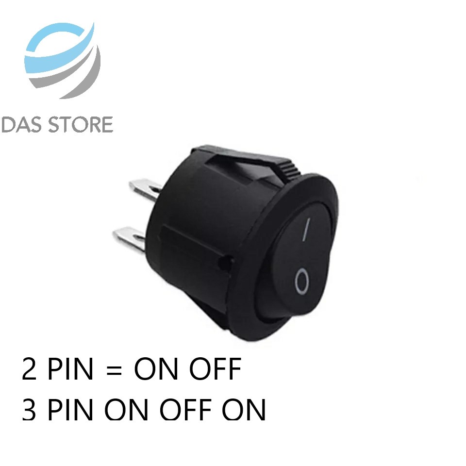 Jual Saklar bulat on off rocker switch 2 PIN hitam | Shopee Indonesia