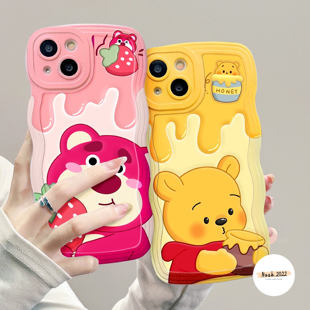 IPHONE Soft Case Kompatibel Untuk Iphone14Plus11 12 13 Pro Max6 6s 7 8 Plus X Xr Xs Max SE 2020 Lucu Winnie the Pooh Wave Edge TPU Phone Case Tahan Air Penutup Belakang