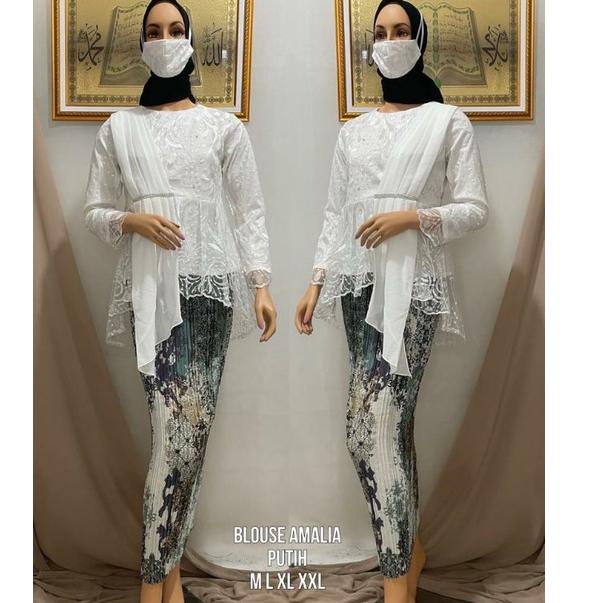 SHN.24Ja23p ‣ Kebaya Modern Amalia Brukat Tile Selendang Terbaru 2022 || Stelan Kebaya Pesta || Kond