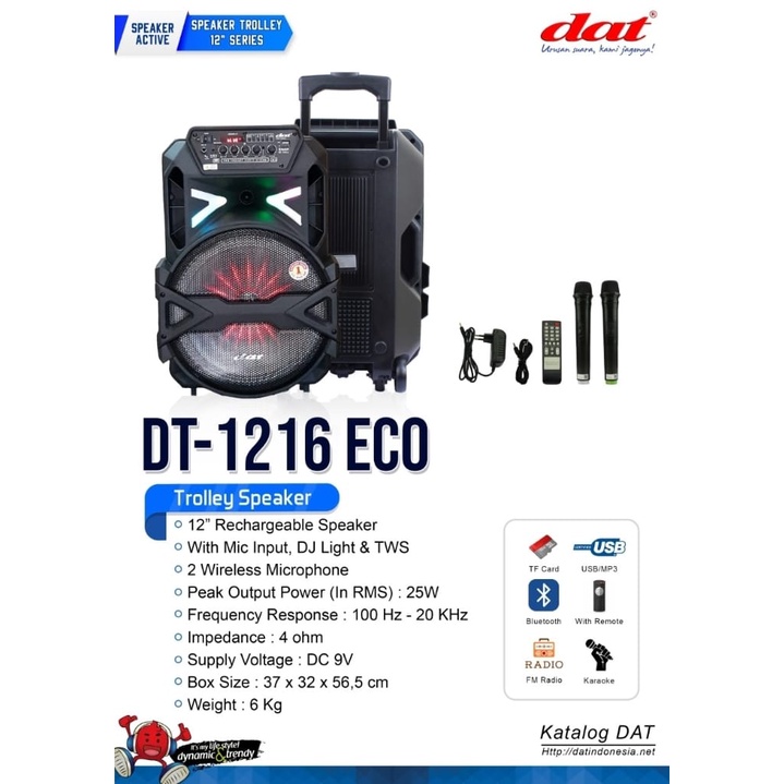 medan elektronik speaker DAT 1216 ECO speaker 12 inch trolley