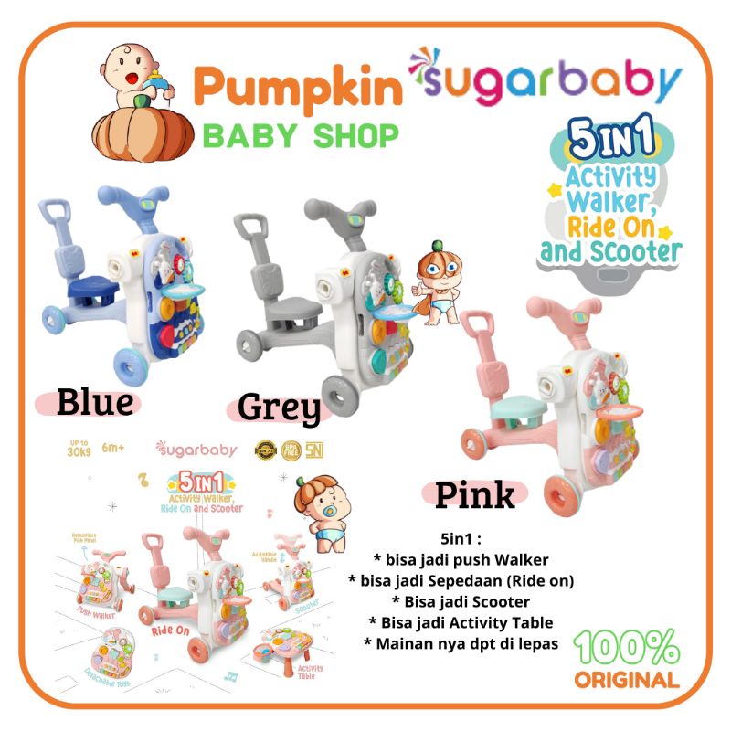 Sugarbaby 5in1 Activity Walker, Ride-On &amp; Scooter