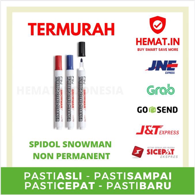 

SPIDOL SNOWMAN WHITEBOARD NON PERMANENT HITAM BIRU MERAH SPIDOL PAPAN TULIS BISA DIHAPUS