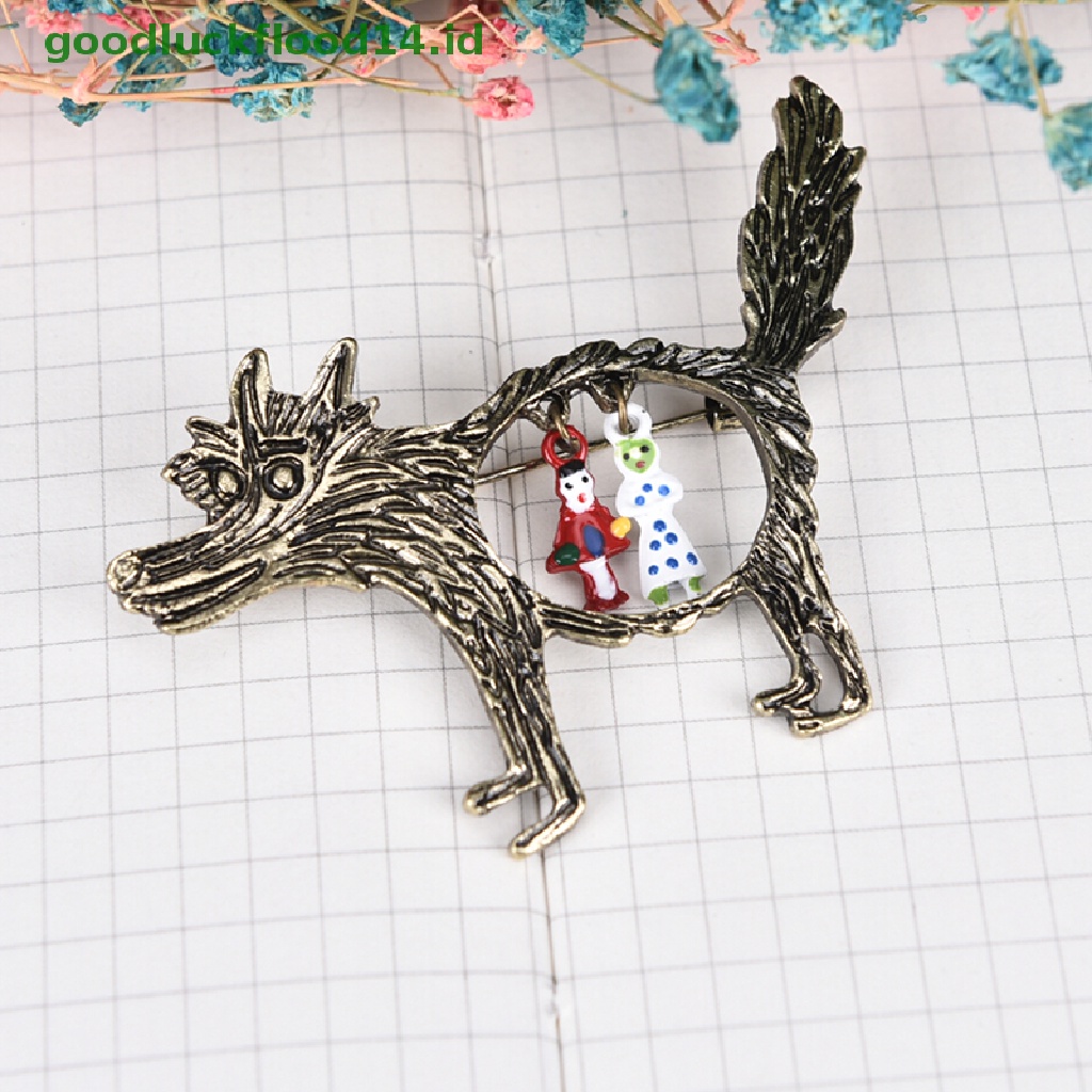 [GOOGFOUR] Fashion Vintage Kartun Berongga Serigala Anak Bros Punk Brooch Pin Perhiasan Hadiah [TOP]