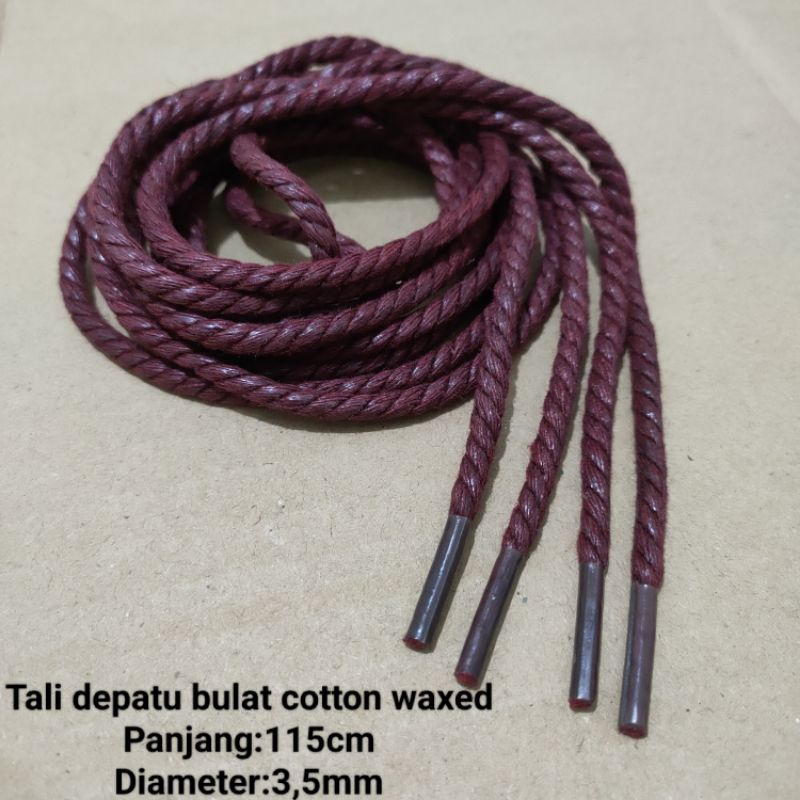 Tali sepatu bulat cotton waxed/lilin.3,5mm-115cm