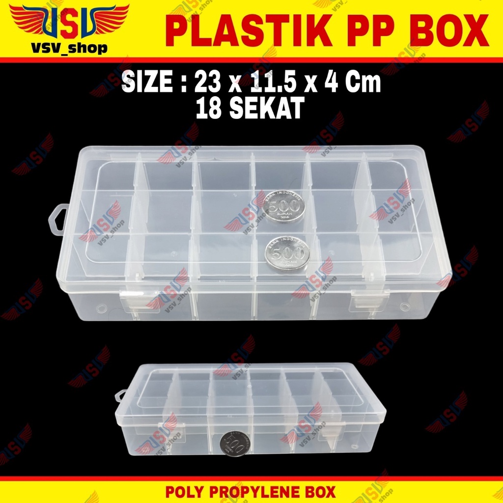 Kotak Plastik 18 Sekat Penyimpanan Box Plastik PP Case Plastic Storage Box QCL18