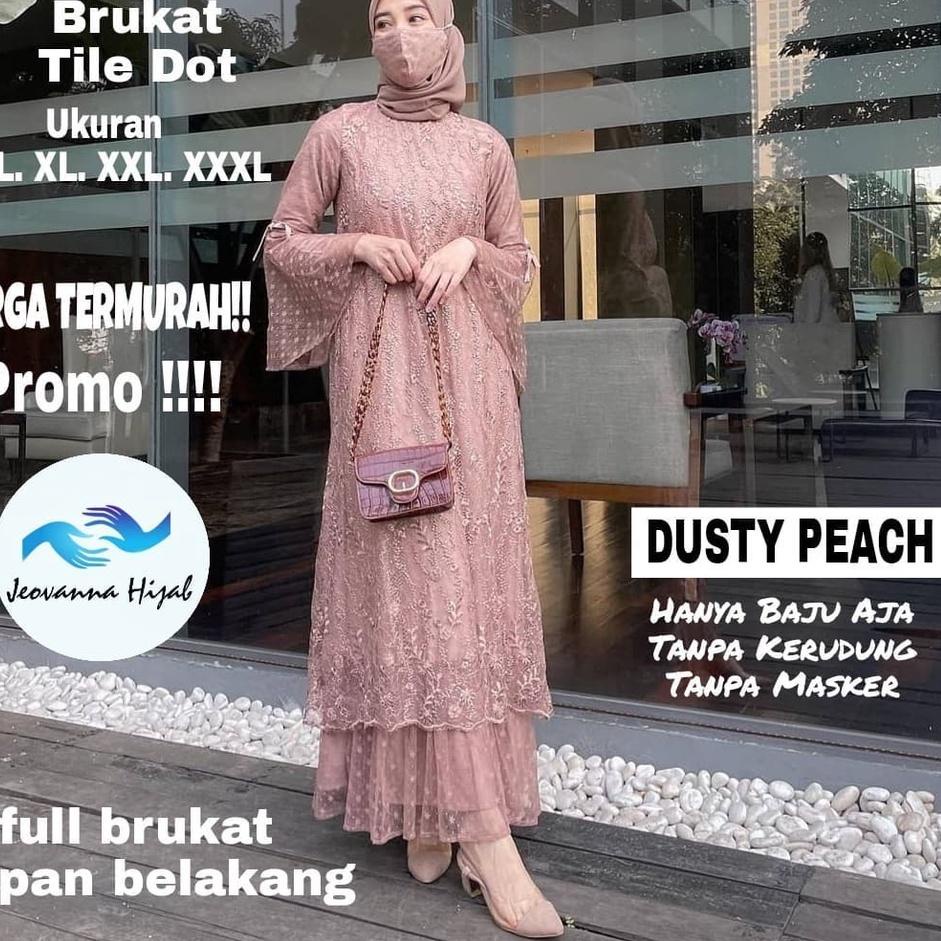 Pusat Terbaru Gamis CEMPAKA brokat tile mutiara M-L-XL-XXL JUMBO / Gamis nita brokat / Gamis brokat 