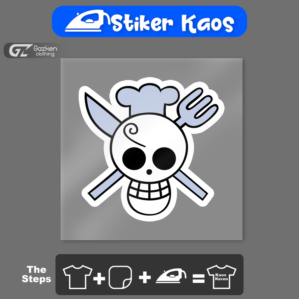 Stiker Kaos One Piece Sanji Pirate Flag Logo Sticker Sablon Tempelan Baju Dengan Setrika Murah dan P