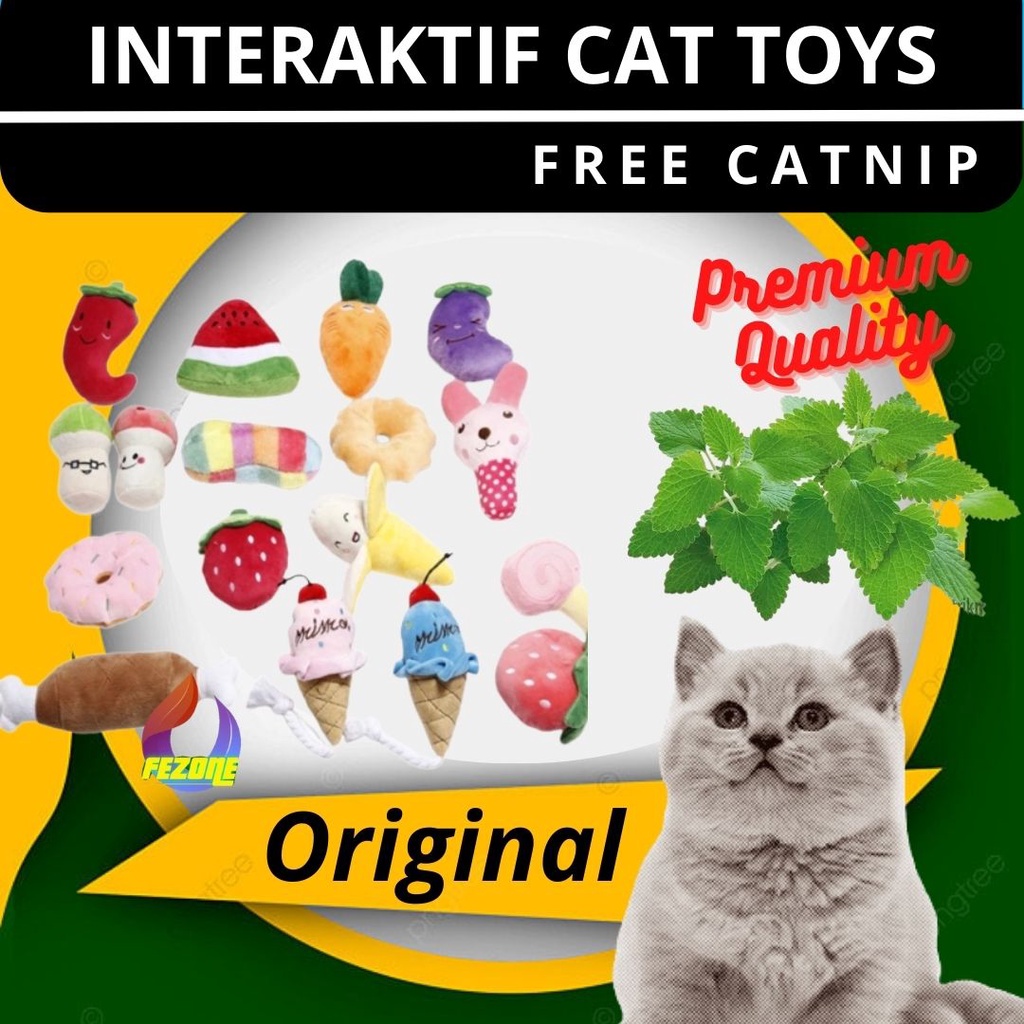 Boneka Catnip Untuk Kucing/Anjing - Mainan Hewan Lucu Anti Stress Cat Pet Toy FEZONE