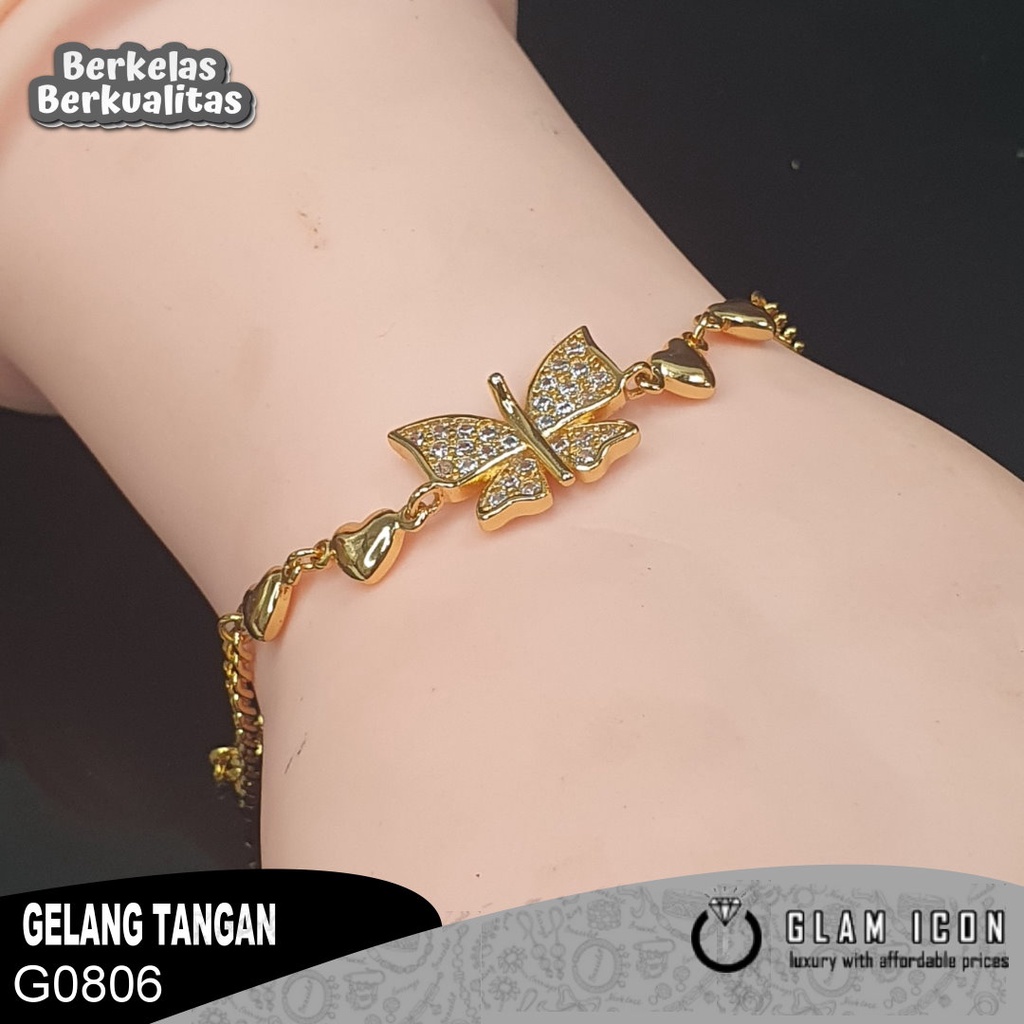 Gelang Rantai Mata Motif kupu-kupu dua hati G0806 GRG