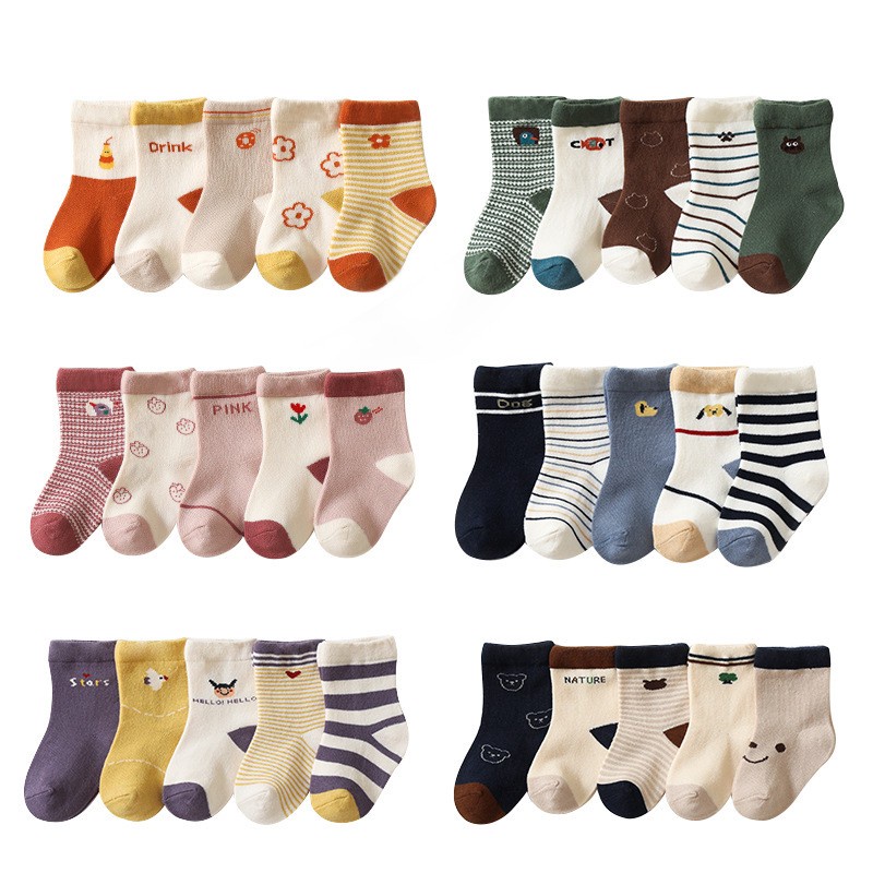 [5 PSG] 0-8 thn | KAOS KAKI BAYI ANAK IMPOR SOCKS LUCU KARAKTER KARTUN UNISEX QN QBR