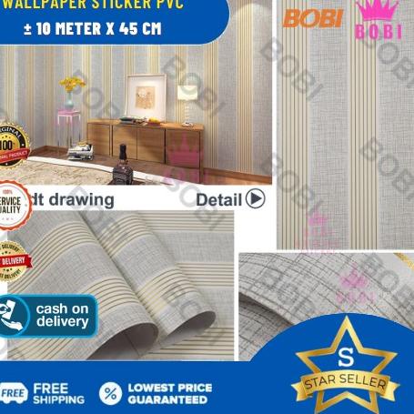 Wallpaper Sticker Motif Garis Abu 5239 / Wallpaper sticker uk.9mx45cm [TSM.30Ja23ј]