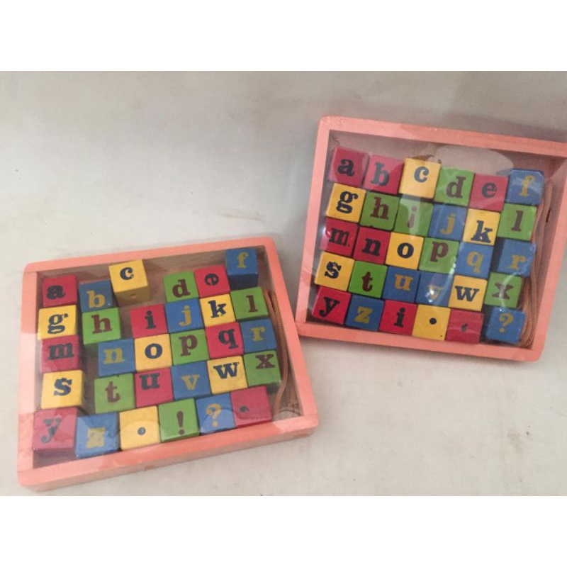 Meronce Huruf | Alat Peraga TK PAUD | Mainan Edukasi Anak | Meronce Kayu