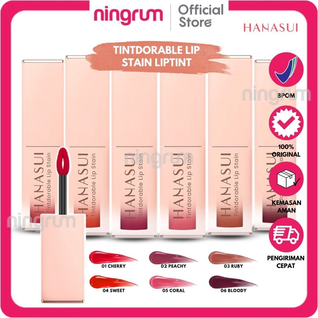 Ningrum - Hanasui Tintdorable Lip Tint  Lip Stain Lip Tint Glossy New Shades 100 % Ori BPOM - 5003