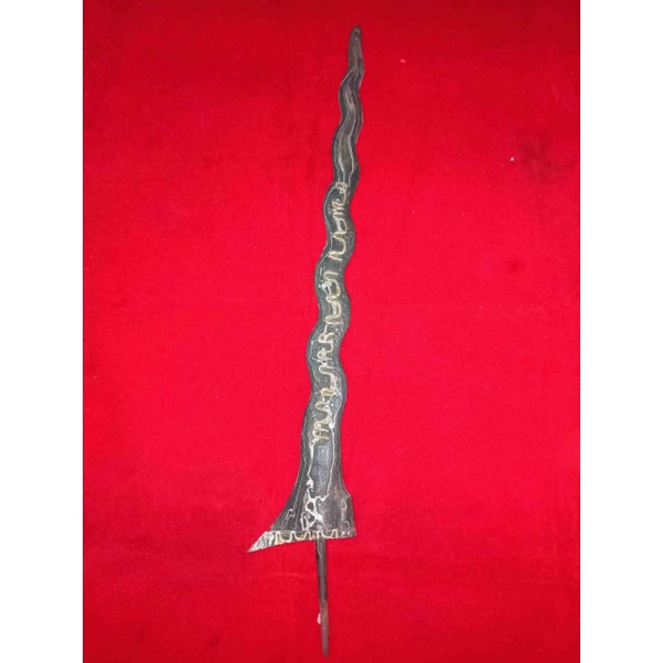 Pajangan Antik Keris Sepokal Luk 13 Pamor Rajah Aksara Jawa Kamardikan