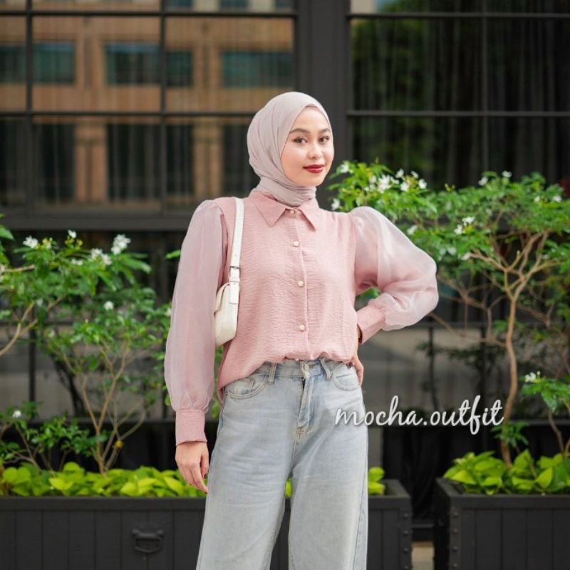 Kemeja Wanita Lengan Balon Organza | Arumi Top