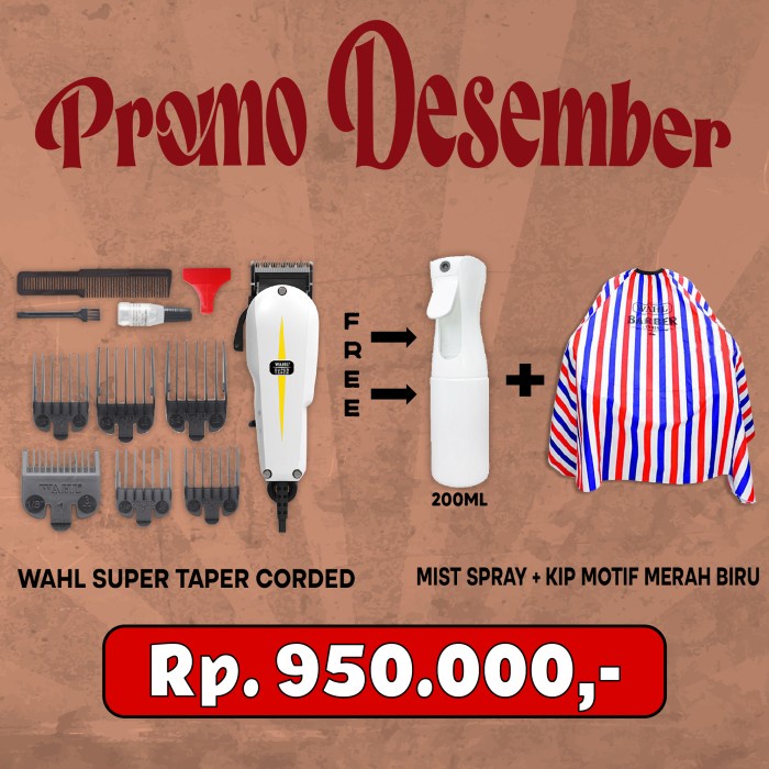 WAHL SUPER TAPER CORDED ORIGINAL COMBO / ALAT CUKUR WAHL ORI