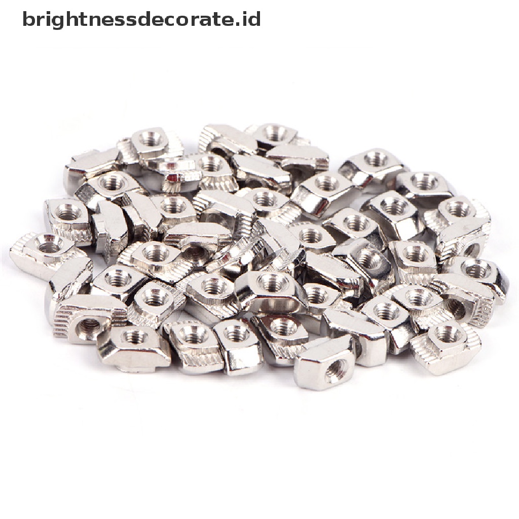 [Birth] 50pcs Eropa T-slot Aluminium Carbon Steel Drop In T-Nut M3 M4 M5 Ulir [ID]