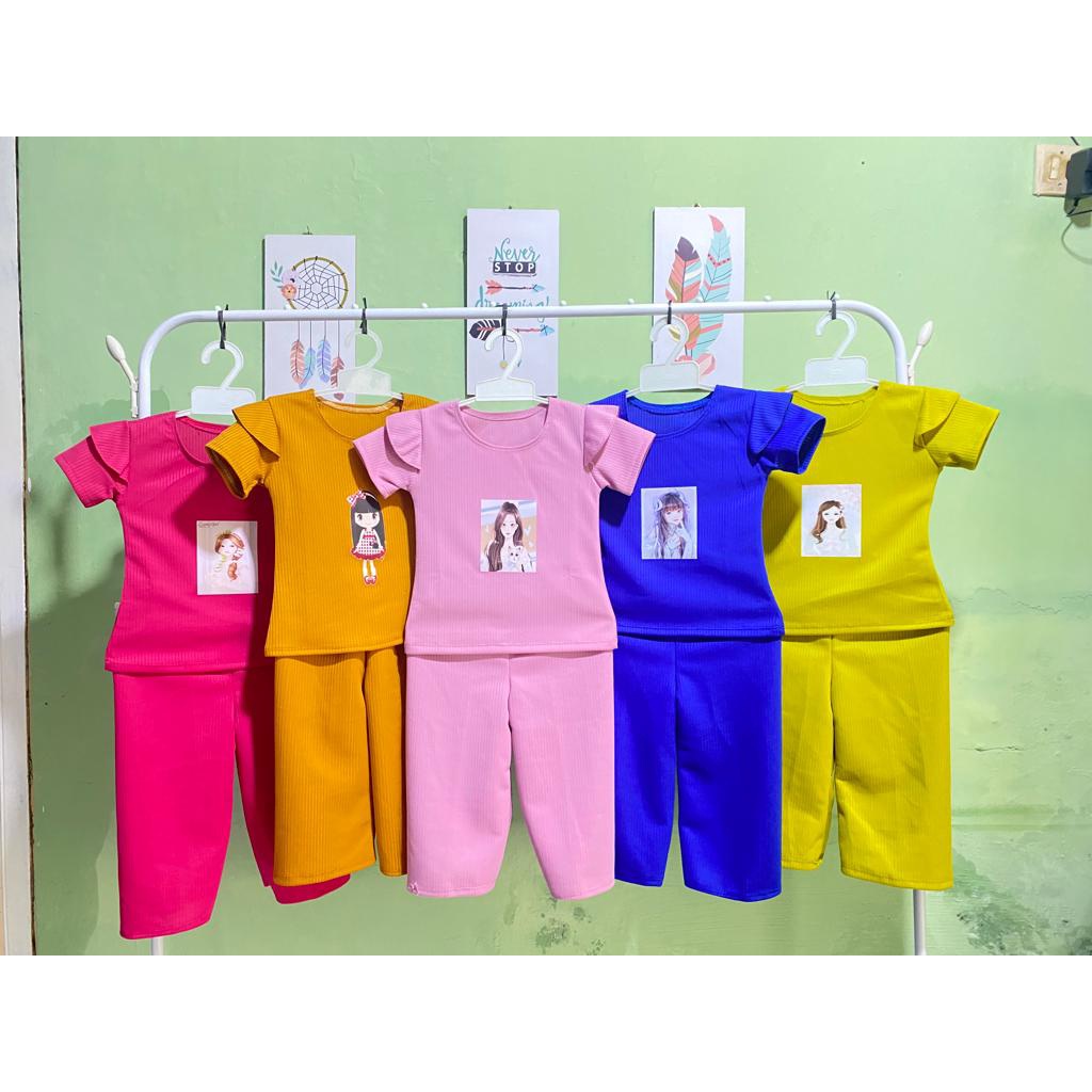 One set daisy anak setelan anak perempuan KNIT panjang setelan knit manggo wenda 1-5thn