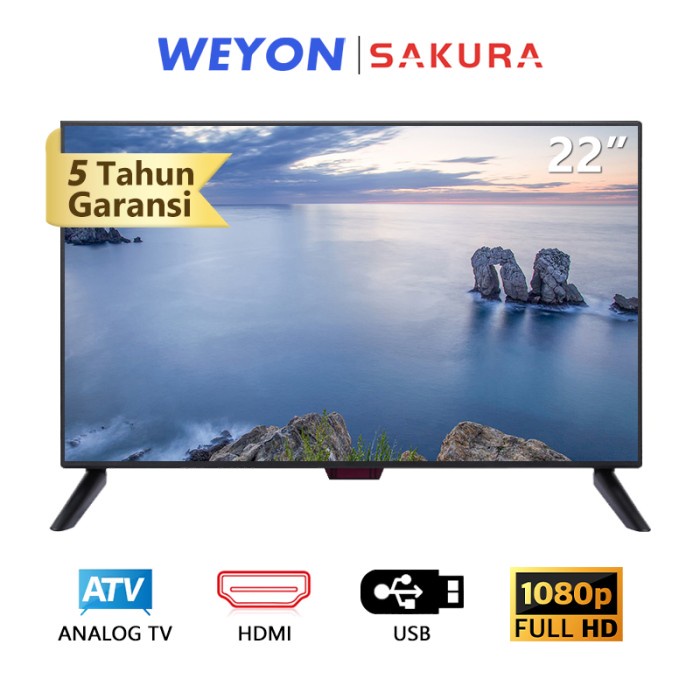 ✿ BISA COD✿ Sakura TV 22 inch HD Ready LED Televisi (TCLG-S22ANEW) - analog, 21 inch