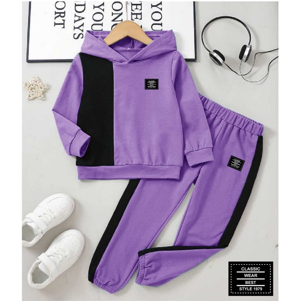 Set Wanita Model Hoodie Terbaru Viral Tangan Panjang Matt Babyterry /Set Hitami Size M-L-XL-XXL Set Sport Wanita/Stelan Olah Raga Wanita Kekinian