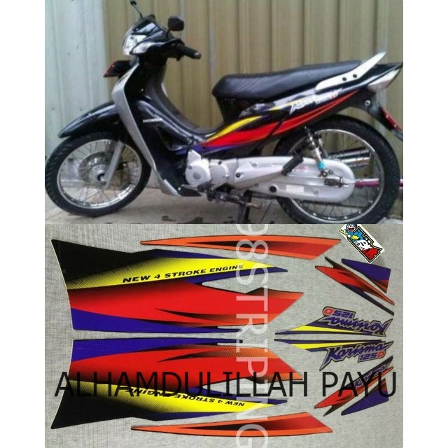 STRIPING LIS STANDAR ORI HONDA KARISMA 125D 125 D HITAM MERAH TAHUN 2002 2003 STIKER POLET BODY PLIS