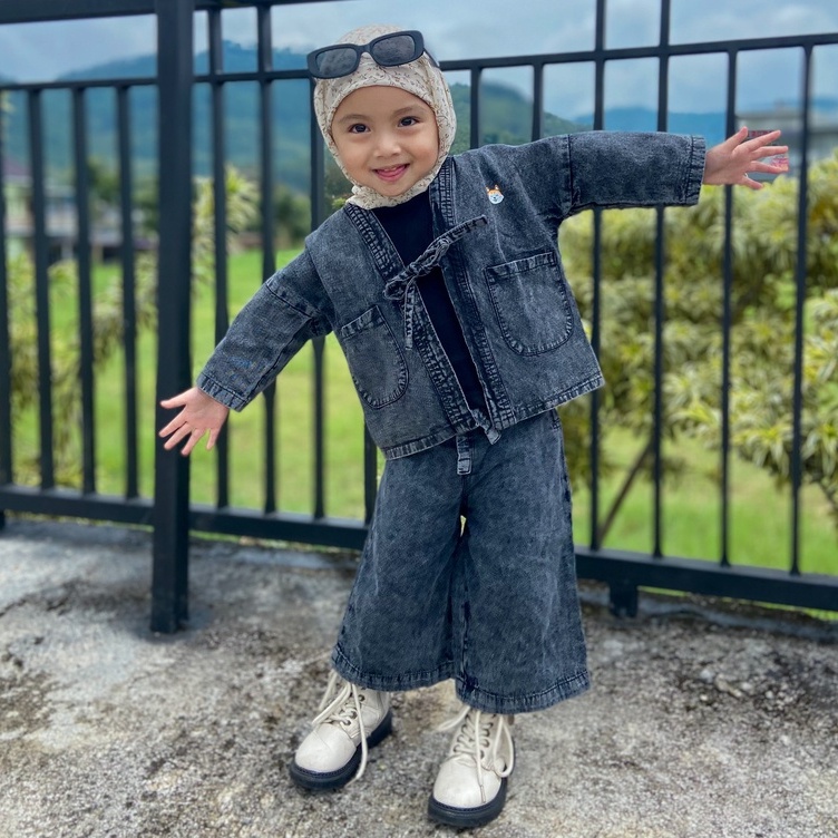 HR45LV Carva Atasan Anak perempuan Outer Anak Kimono Okinawa Laki Laki perempuan Original Jeans deni