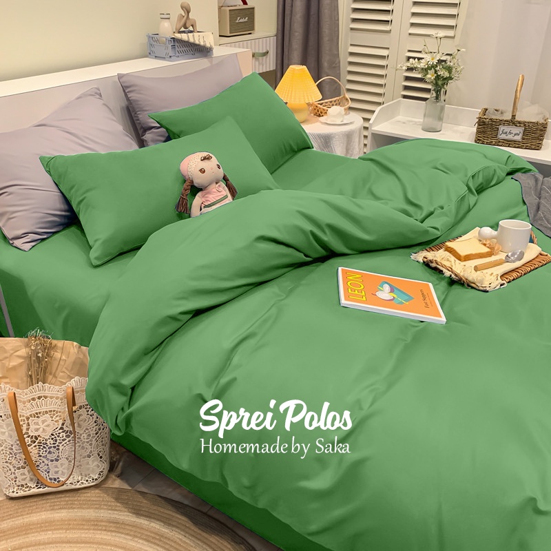 SPREI MOTIF POLOS UKURAN 180x200 160x200 140x200 120x200 90x200 HITAM PALE GREEN LILAC