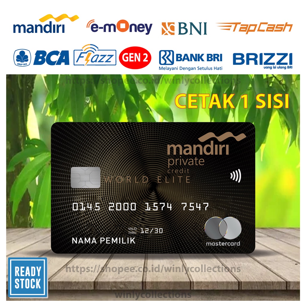 EMONEY E TOLL DESAIN BLACK PRIVITE WORLD CARD PLATINUM MANDIRI GEN 2 BNI TAPCASH BRIZZI BRI - 1 SISI