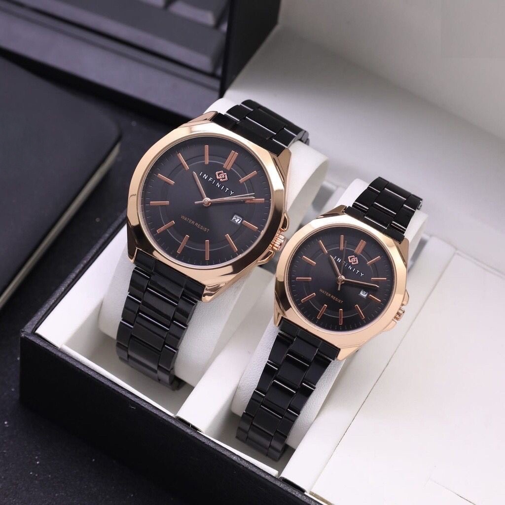 Jam tangan Couple original INFINITY sepasang anti air tanggal aktif VALENTINE free box garansi 1 tahun