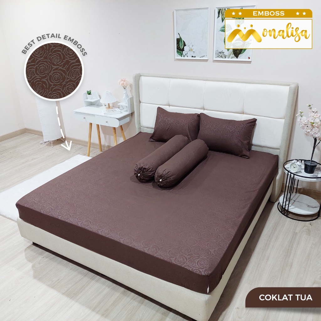 Monalisa Emboss Sprei Uk 160/180 - Coklat Tua