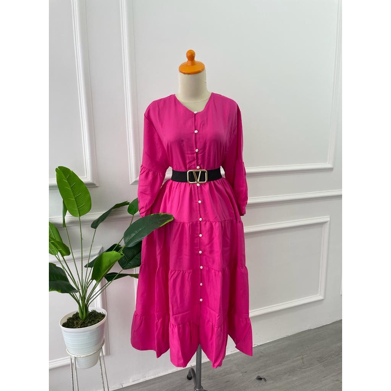 OCHA MIDI DRESS FULL KANCING  MIDI DRESS TUNIK BALON BUSUI BUMIL GROSIR ECER MUSLIM