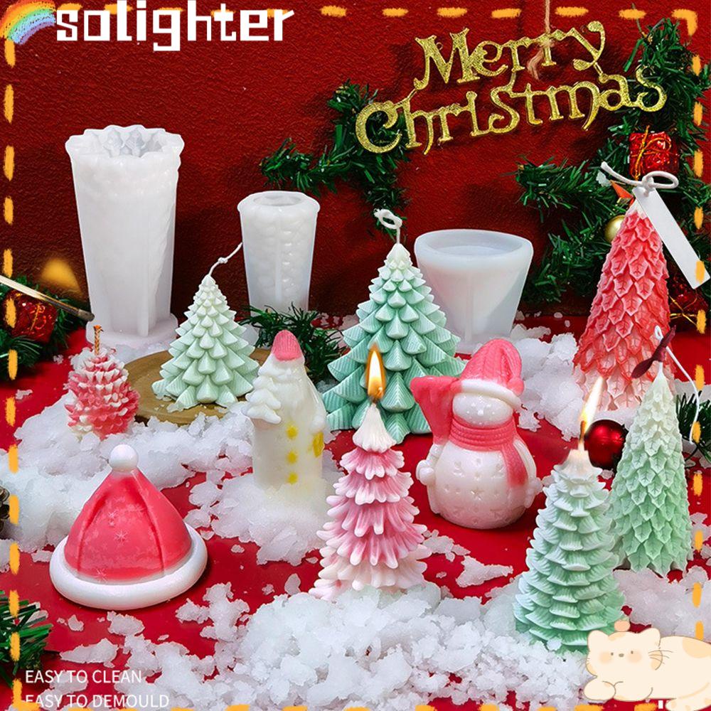 Solighter Cetakan Silikon Natal Dekorasi Meja 3D Epoxy Resin Merry Christmas Silicone Mould