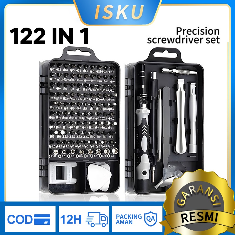 ISKU Obeng Set hp Lengkap Original Full Set 122 in 1 /Alat Bongkar HP/Obeng Set Komplit Serbaguna/Reparasi Mini Precision Tools Obeng Service Komputer Laptop Hp Service/Kunci hp Set Obeng Perkakas